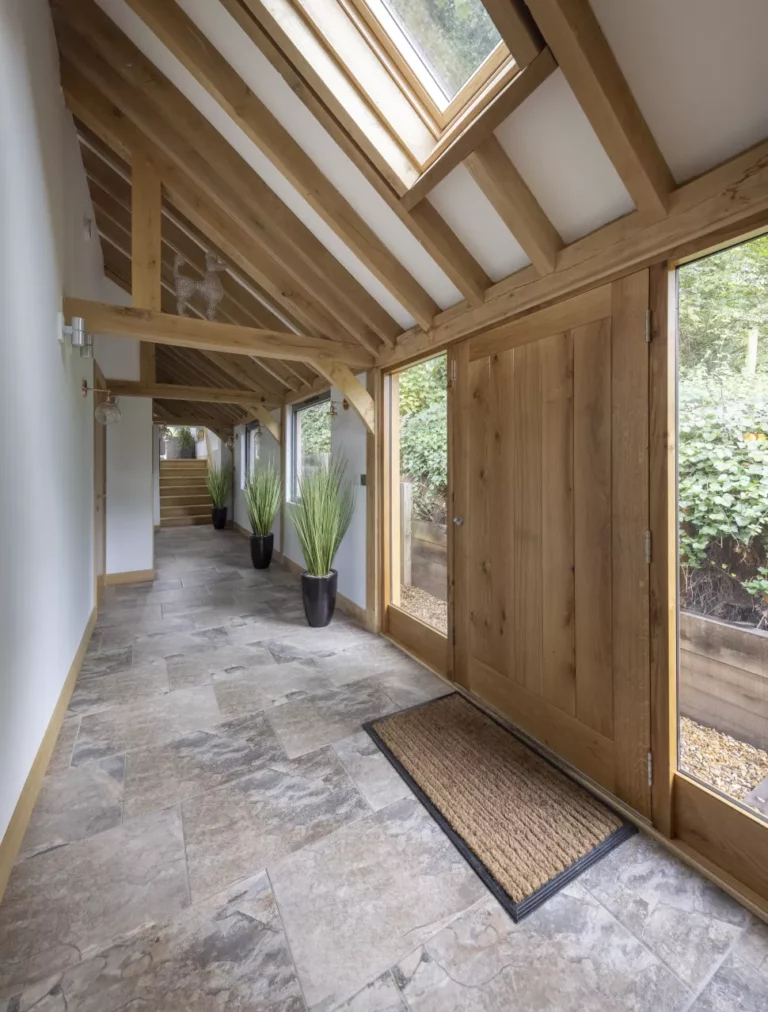 oak framed hallway with automist installed